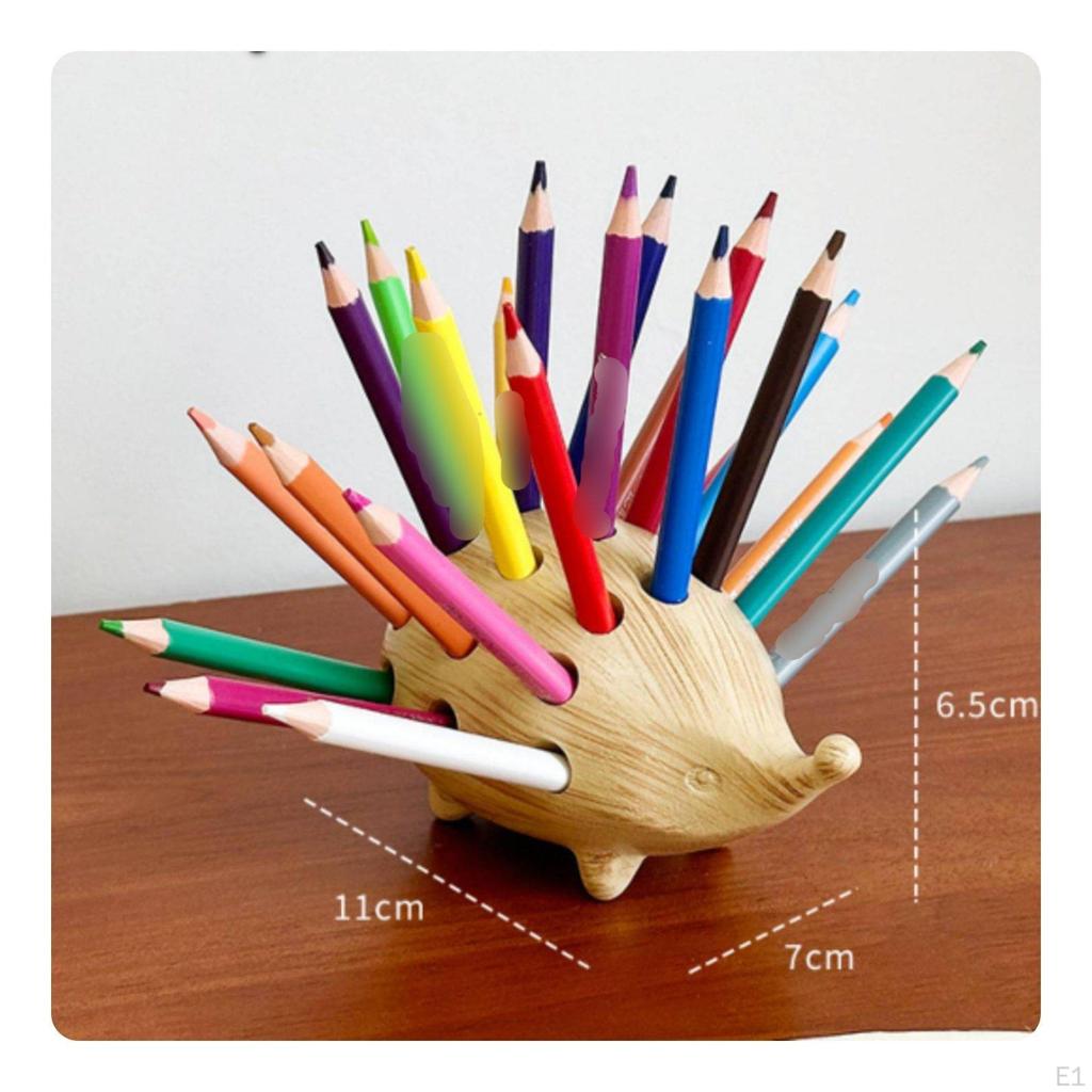Holz-Igel-Stifthalter Niedliches Tier Mehrere Löcher Schreibtisch-Organizer