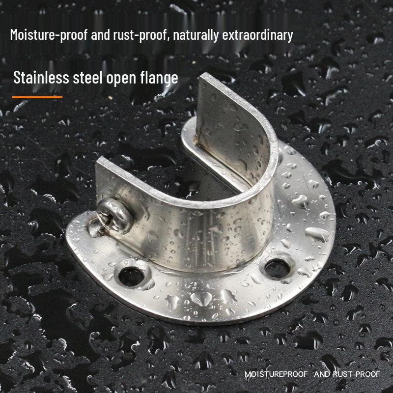 Ronggu Stainless Steel High Foot Flange Base for Clothes Rods, Towel Tubes, and Curtain Rods