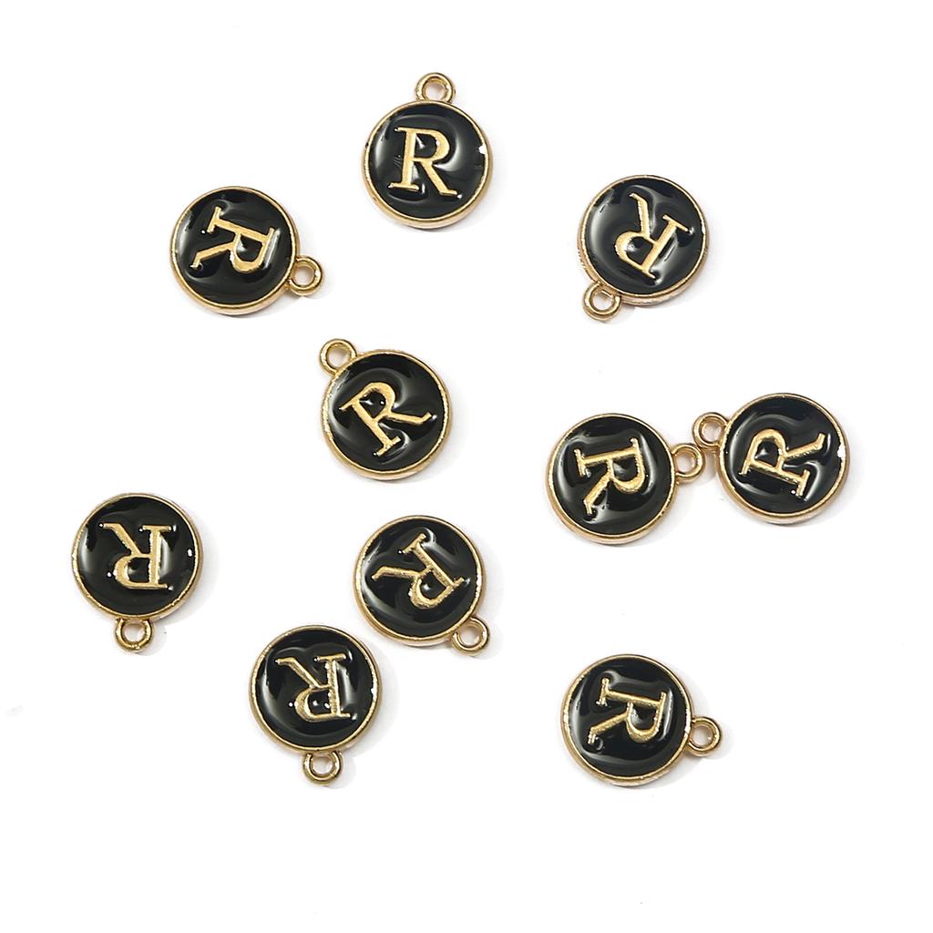 10Pcs Metal Enamel English Letters Charms Pendant For DIY Jewelry Making Necklace Bracelet Accessories