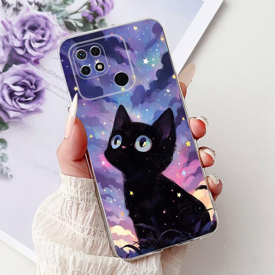 For Xiaomi Redmi 10C Case Cute Cat Luxury Butterfly Painted Cover 6.71'' Soft Silicone Case For Xiaomi Redmi 10C Redmi10C Fundas