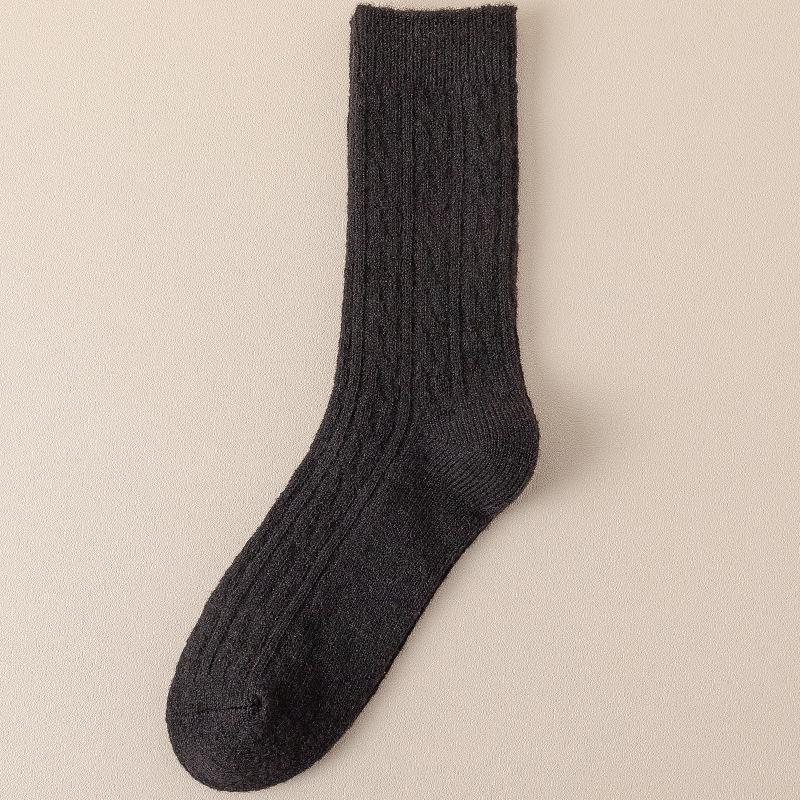 Women's Mid-Calf Slouchy Knit Socks - Imitation Wool, Japanese Style, Coffee Color, Trendy, Warm for Spring, Autumn & Winter.