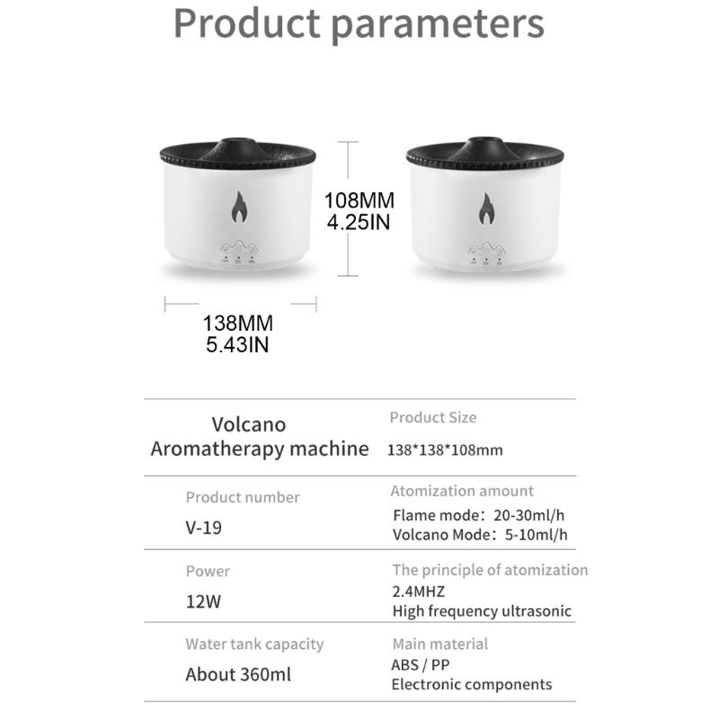 Umidificator de aer vulcanic 360ml Difuzor de arome de ulei esențial pentru casă