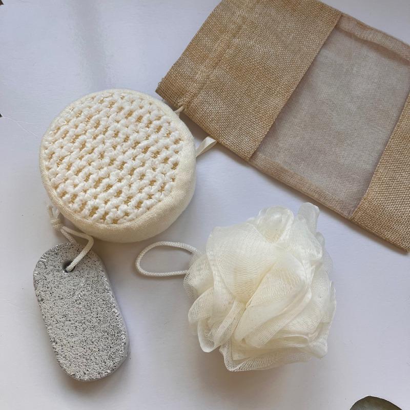 3PCS Bath Set with Loofah Pumice Stone Sisal Scrub for Body Back Face Gentle Exfoliating Massage Deep Cleaning Bathing Tools Set