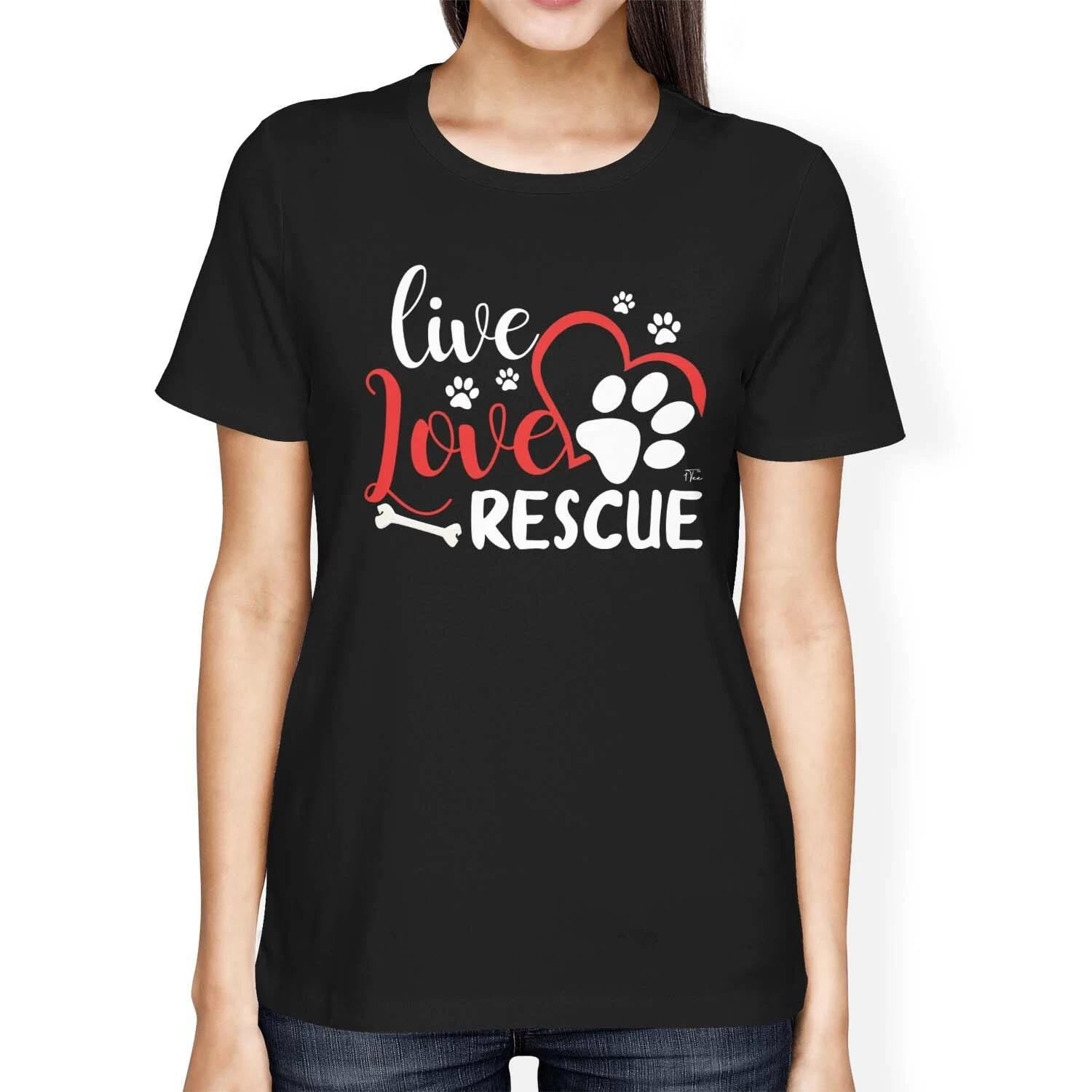 1Tee Womens Loose Fit Live Love Rescue Animals T-Shirt S
