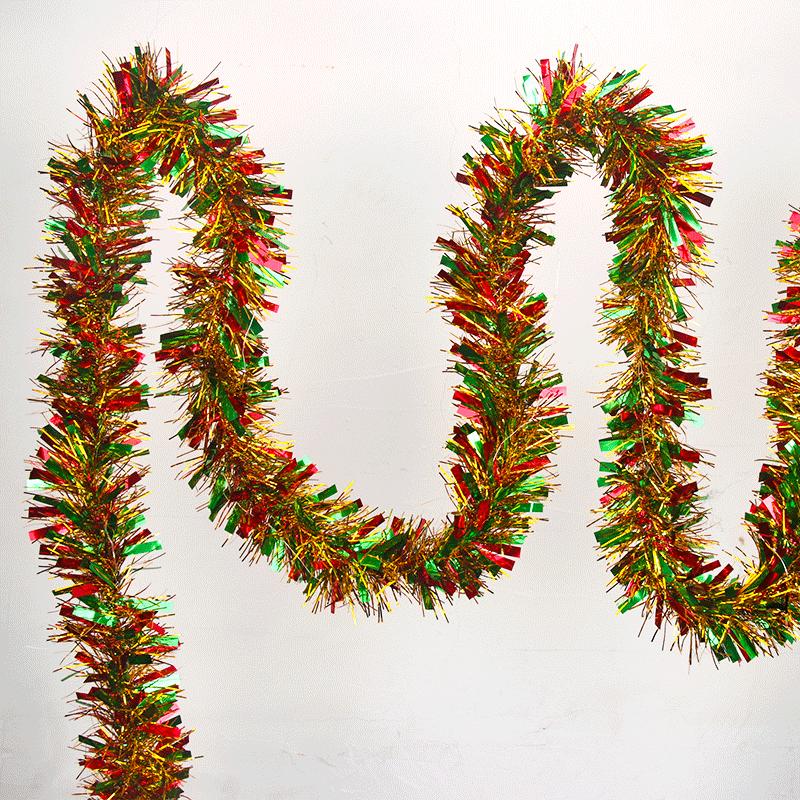 Christmas Tinsel Garland Thick Hanging Decorations for Xmas Party Indoor Outdoor (Without Battery)  for Festive Decorations