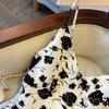 Temperament floral suspender dress women's summer large size waist thin foreign versatile thin word skirt