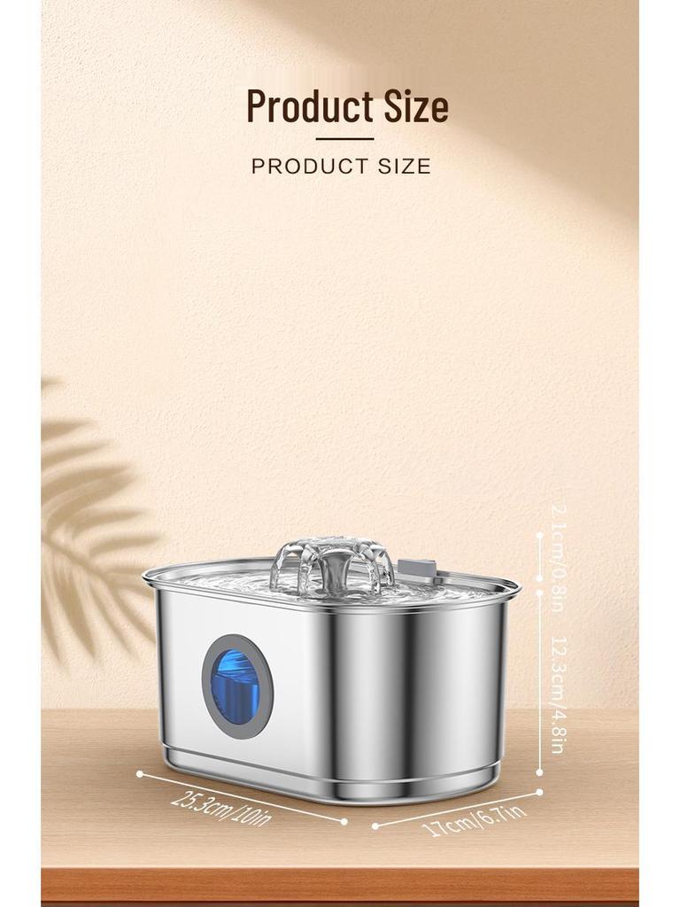 Silent Stainless Steel Pet Water Fountain and Feeder