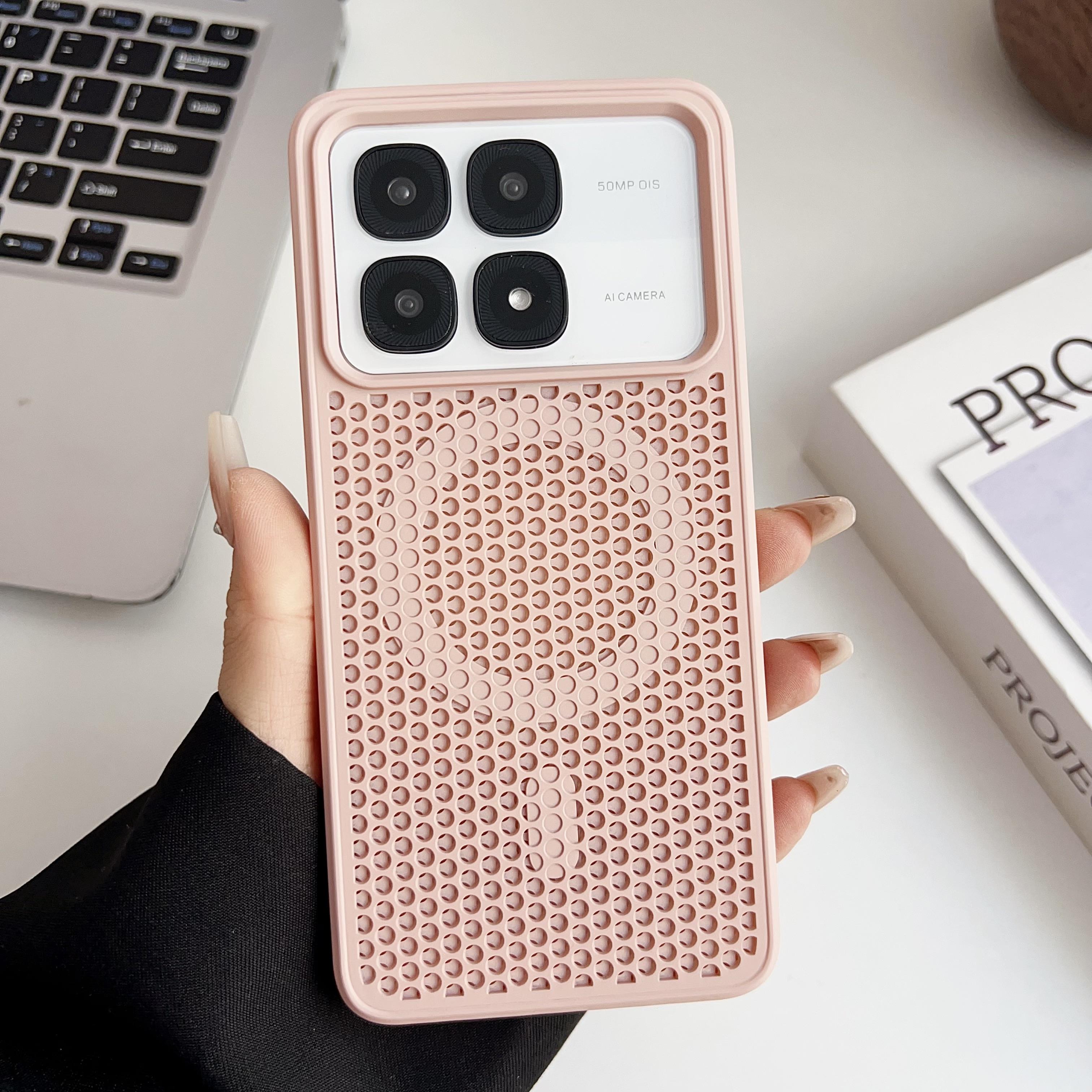 

Cooling Heat Dissipation Cover Phone Case For Xiaomi Redmi K80 K70 K60 Ultra MI 15 14 Pro Breathable Grid Magnetic Magsafe13 For Xiaomi 15 розовый