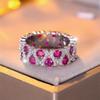Green Crystal Round Stone Engagement Ring Rose Red Zircon Wedding Bands Rings For Women Trendy CopperColor Bridal Party Jewelry