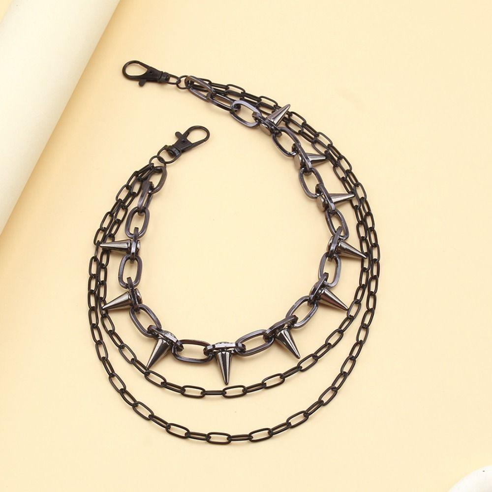Double-layer Metal Waist Chain Studded Punk Belt Chain Personality Rivet Studded Pants Chain  Steet