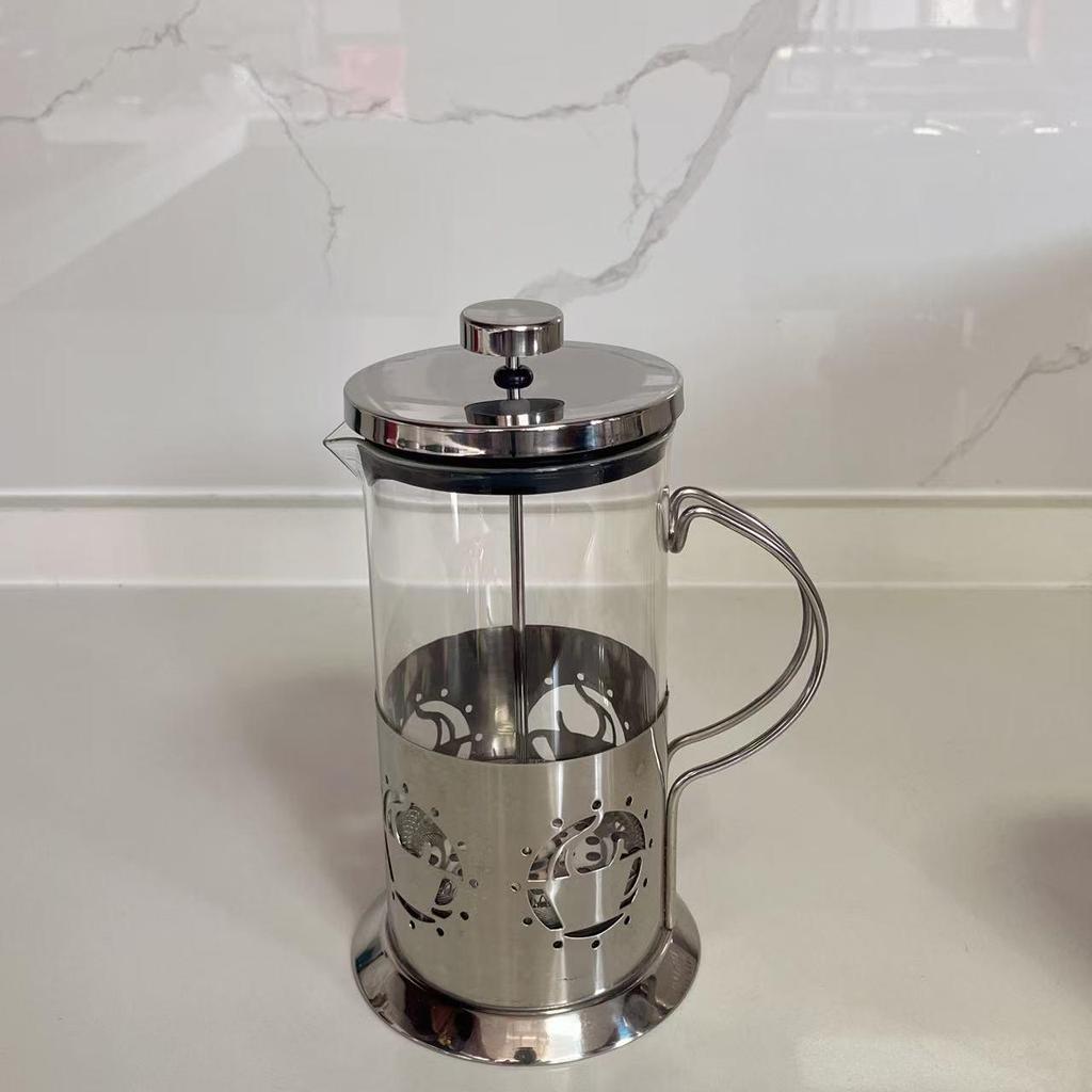 Heat-Resistant French Press Coffee & Tea Maker with Bamboo Handle and Stainless Steel Filter