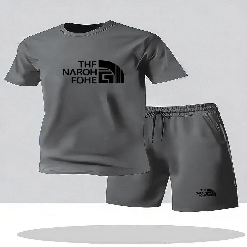 Fashionable Summer Casual Short Sleeved T-shirt and Shorts Set Round Neck Men s Short Sleeved Breathable Sports Set Two-piece S