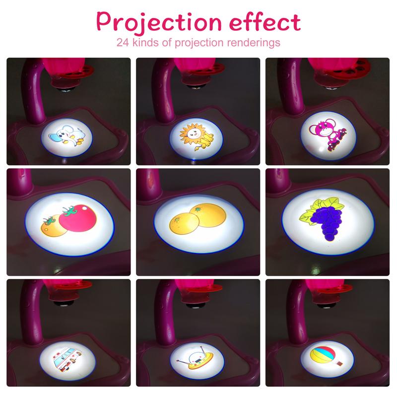 Kids Early Education Led Projector Drawing Table Toys Children Arts Painting Board Desk Mini Doodle Whiteboard Girl Gifts