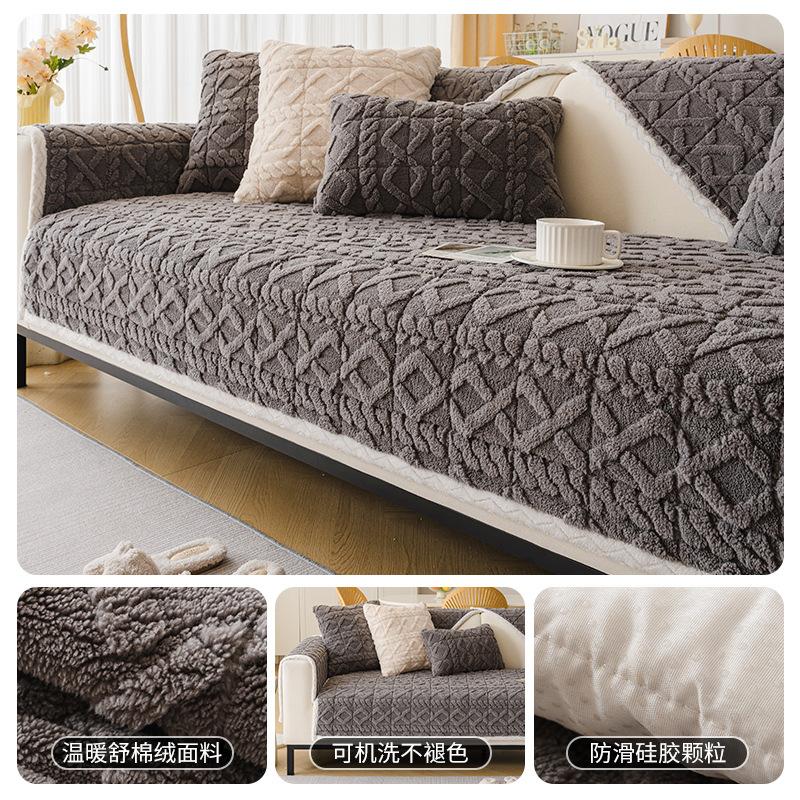 

Autumn And Winter Plush Sofa Cushion Nordic Seat Cushion Thickened Non-Slip Advanced Sense Straight Row Seat Cushion Cover Cloth 70*70cm