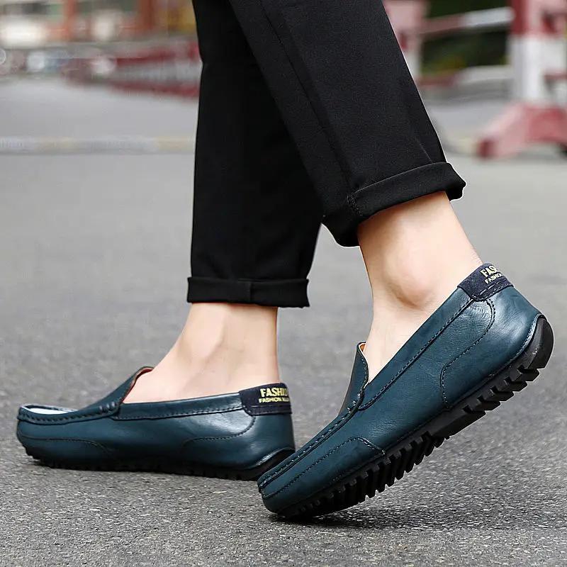 Fashion Round Toe Slip-on Low-Top Men's Leather Shoes Pu Size 47 Price Fashion 2025 Adults Trend Legitimate Social Sale Male Casual Shoe