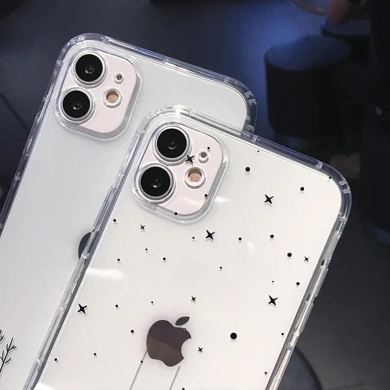Funda de Teléfono Divertida de Dibujos Animados de Astronauta para iPhone 16 15 14 13 12 11 Pro Max Mini X XS XR 7 8 Plus Transparente Suave a Prueba de Golpes