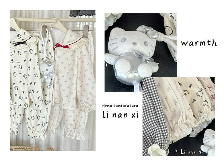 Girls' Autumn/Winter 2025 Fleece Pajama Set: Warm, Korean Style Bow Design for Small To Medium Children