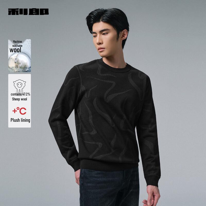 

Lilang Men s Warm Wool Blend Round Neck Sweater 4XL