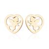 Korean Stainless Steel Peach Heart & Angel Stud Earrings - Cute Couple Jewelry Set