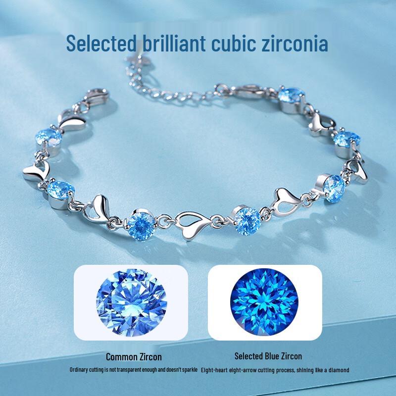 ALLOVE Ocean Heart Sterling Silver Bracelet for Women