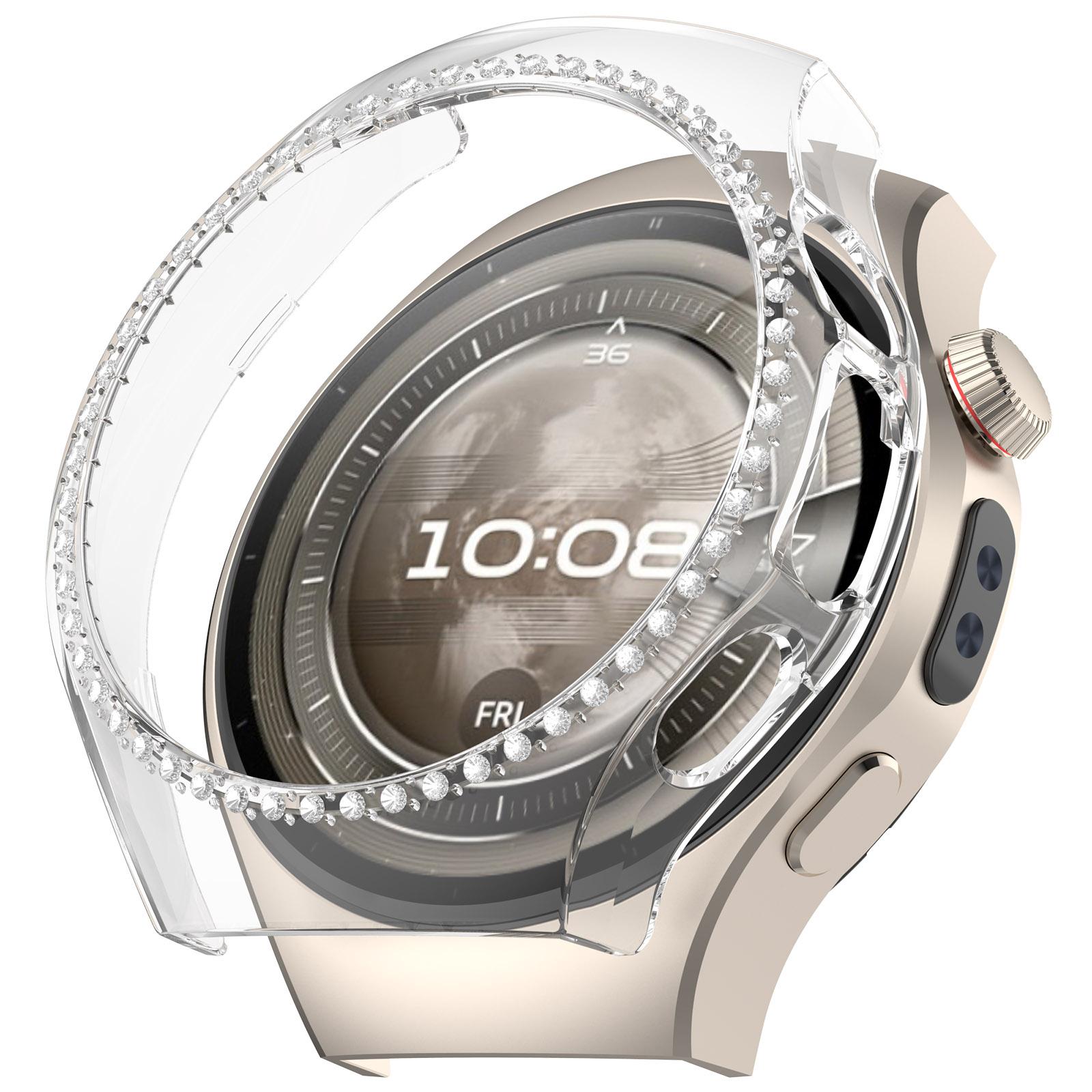 

Для Huawei Watch 5 42мм Чохол для годинника Декор стразами Порожнистий Гальванізований ПК Накладка на годинник Transparent