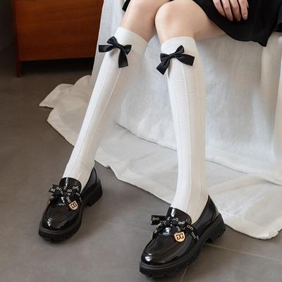 Japon Tarzı Pamuk Uzun Çorap Çorap Siyah Ilmek Kawaii Sevimli Kadın Çorap Lolita Tatlı Kız Diz Çorap Çorap