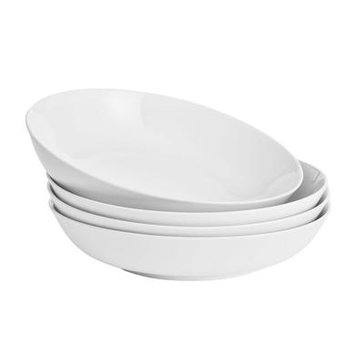 WishDeco Set of 4 Curry Pasta Large 1100 Ml Salad 23 Cm Microwave and Dishwasher Safe Dishes, Bowls, Dishes, Bowls, White, Diameter,