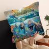 Ocean World Shark Area Pillow Covers Cartoon Sofa Decorative Home Double-Sided Printing Short Plush Cute Cushion Cover