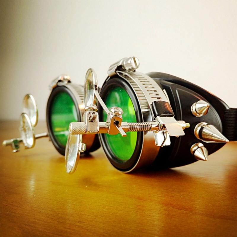 Retro Steampunk Glasses Halloween Cosplay Glasses Steampunk Goggles with Rivets for Carnivals Theme Party