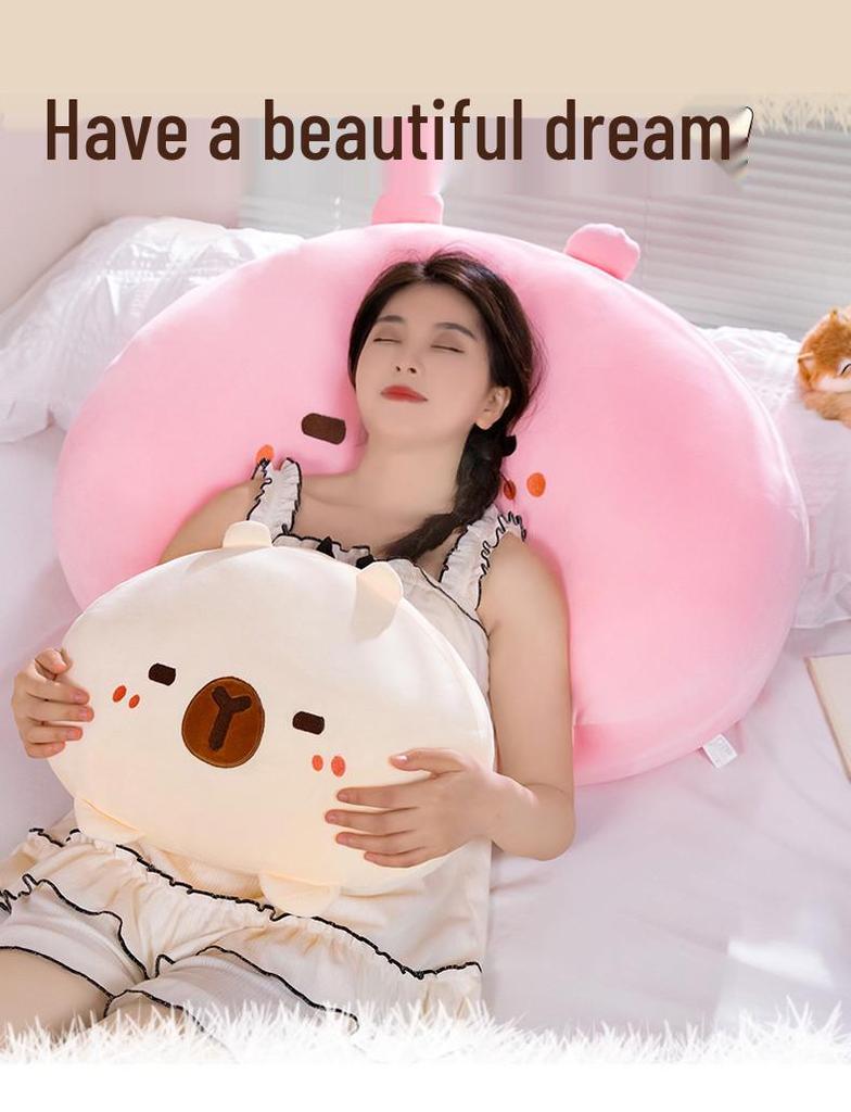 Capybara Pillow: Headboard Sofa Backrest & Waist Support – Ideal for Bed or Relaxing, Guinea Pig Design, Perfect Birthday Gift