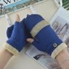 Autumn and Winter New Men's Half-finger Flip Gloves Fashionable and Comfortable Student Writing Knitted Warm Gloves