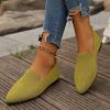 European and American large-size pointed fly-woven flat-soled single shoes, women's one-pedal shallow-mouth breathable four-season work shoes