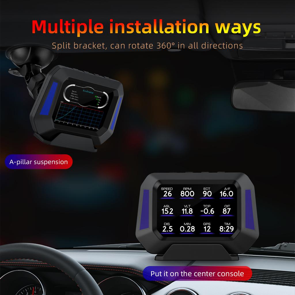 Multi-Functions Trip Computer P21   Car Gauge, OBD  Diagnostic and Slope Meter Speedometer Safe Driving Computer Overspeed Alarm for All