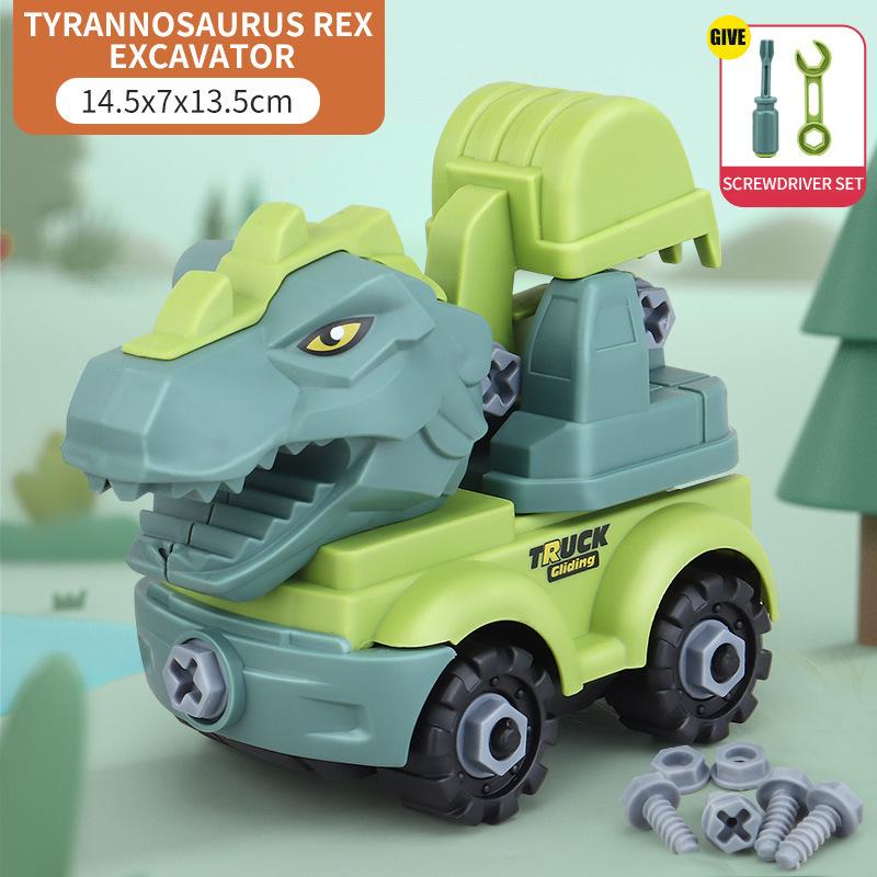 Childrens DIY Construction Toy Dinosaur Project Automobile Excavator Dump Truck Educational Car Toy B131