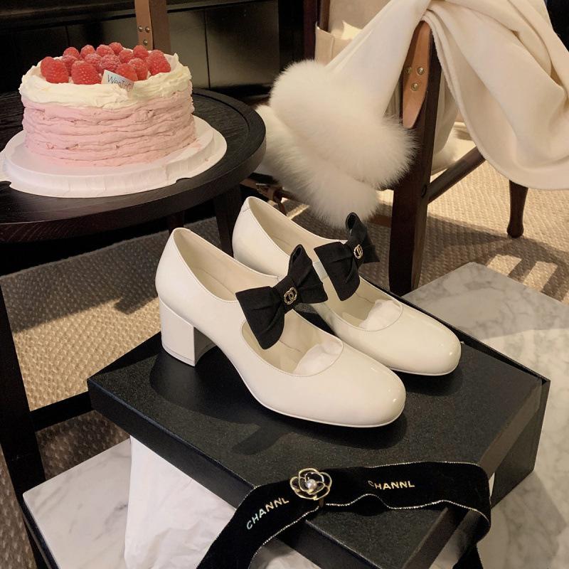 

Shoes bow round head Mary Jane high heels single shoes spring 34 чорний