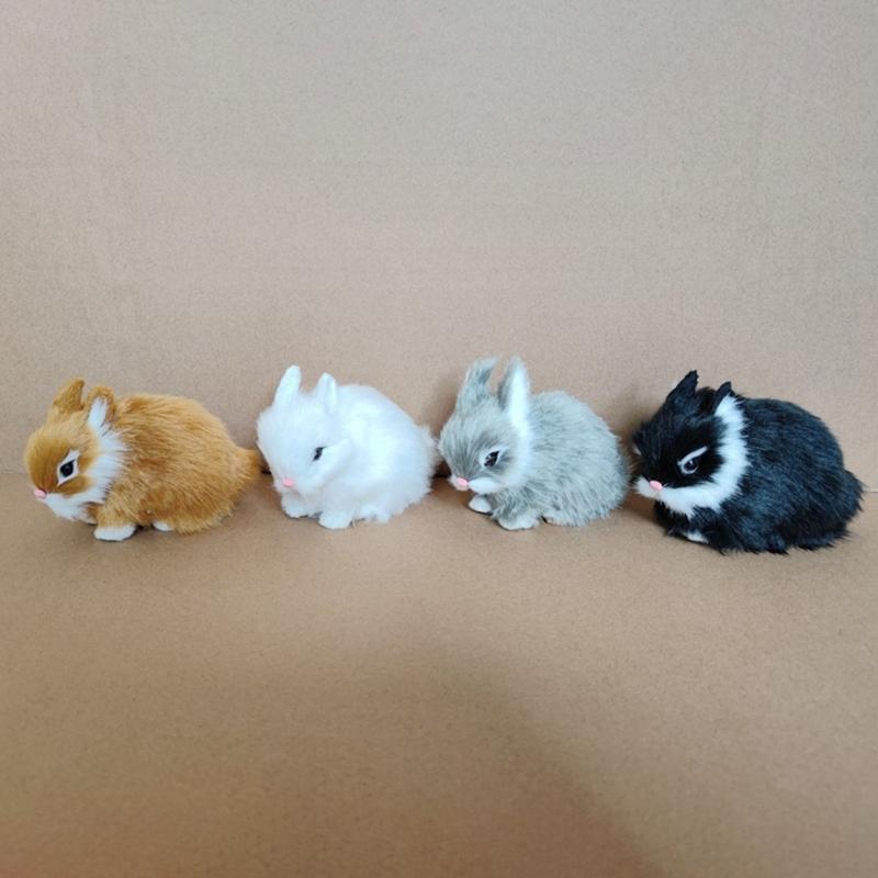 Simulation Rabbit Doll Cute Bunny Statue Cute Animal Art Ornaments for Children Day Kid Girl Boys Present Gift