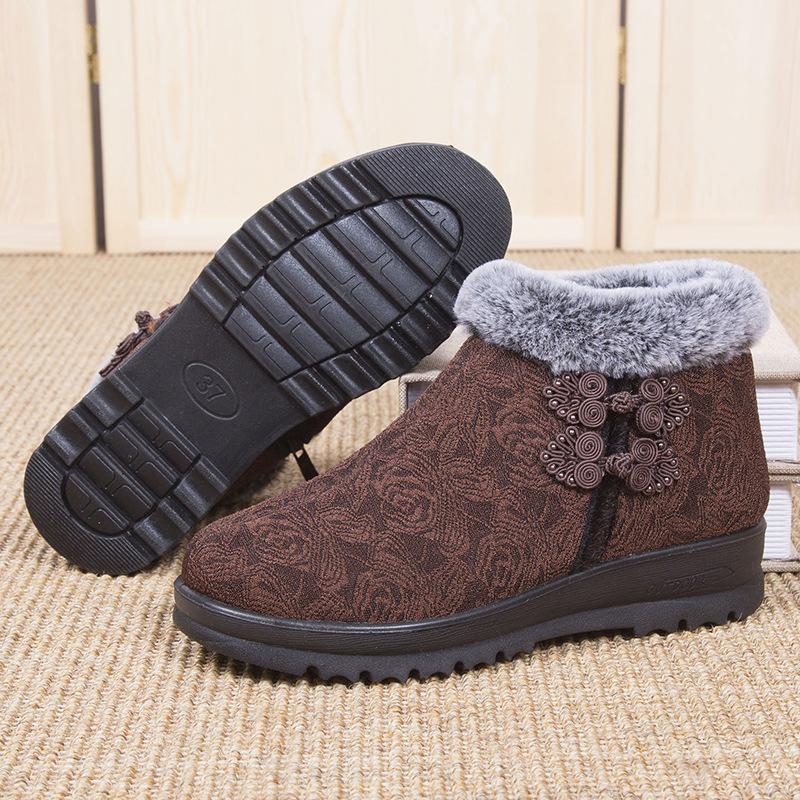 Nowe zimowe bawełniane buty damskie w starym pekińskim stylu, modne, aksamitne, ocieplane, sportowe, dla osób w średnim i starszym wieku, antypoślizgowe, poliuretanowe, bawełniane buty dla mamy