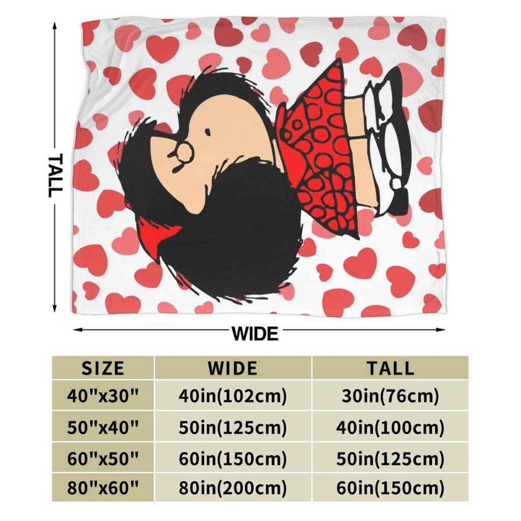 Mafaldas Knitted Blankets Amine Cartoon  Flannel Throw Blanket Bedding Couch Decoration Lightweight Bedspreads
