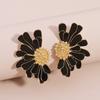 1 Pair Stud Earrings Golden Stamens Elegant Temperament Vintage Dainty Gift Nonallergic Oil-dripping Flower Women Earrings Fashion Jewelry