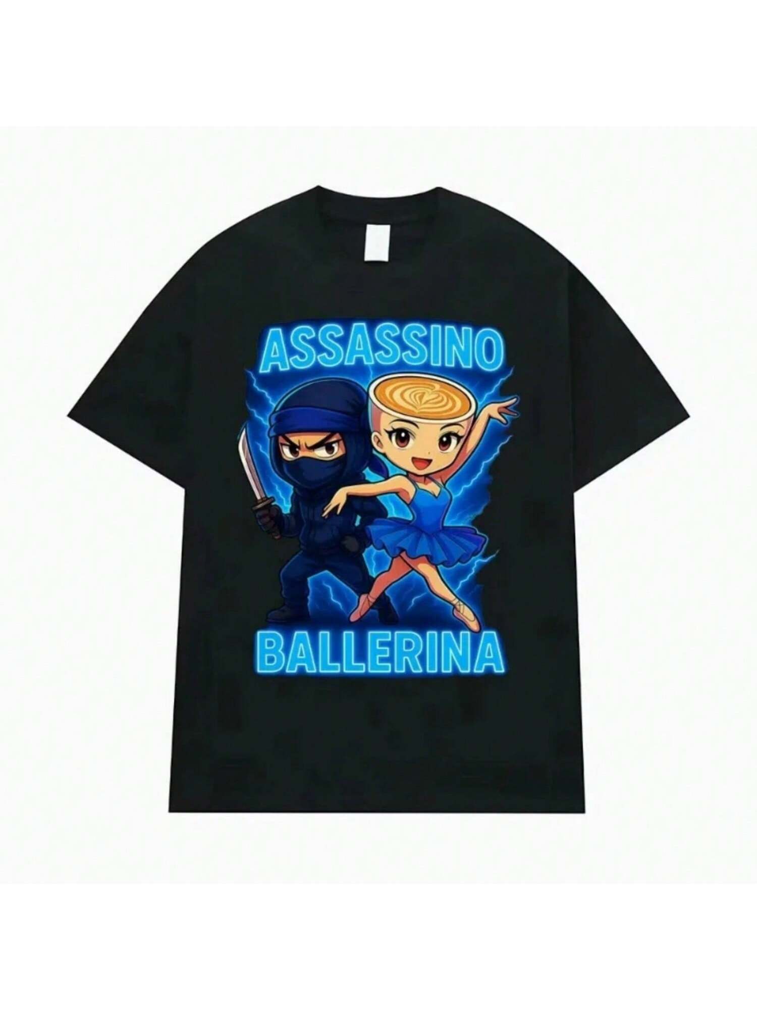 Ballerina Capuchino Assassino Meme T Shirt Funny Italian Brainrot Aesthetic Gift T-Shirts Casual O-Neck Cotton T-Shirt S разноцветный