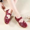 Female Women Mother Genuine Leather Hollow White Shoes Sandals Flats Loafers Summer Cool Beach Plus Size