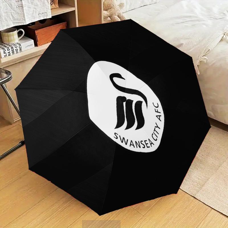 Swansea City Crest Automatic Folding Umbrella - 8-Rib Travel Umbrella with Auto Open/Close & Portable Gifts for Holidays or Birthdays