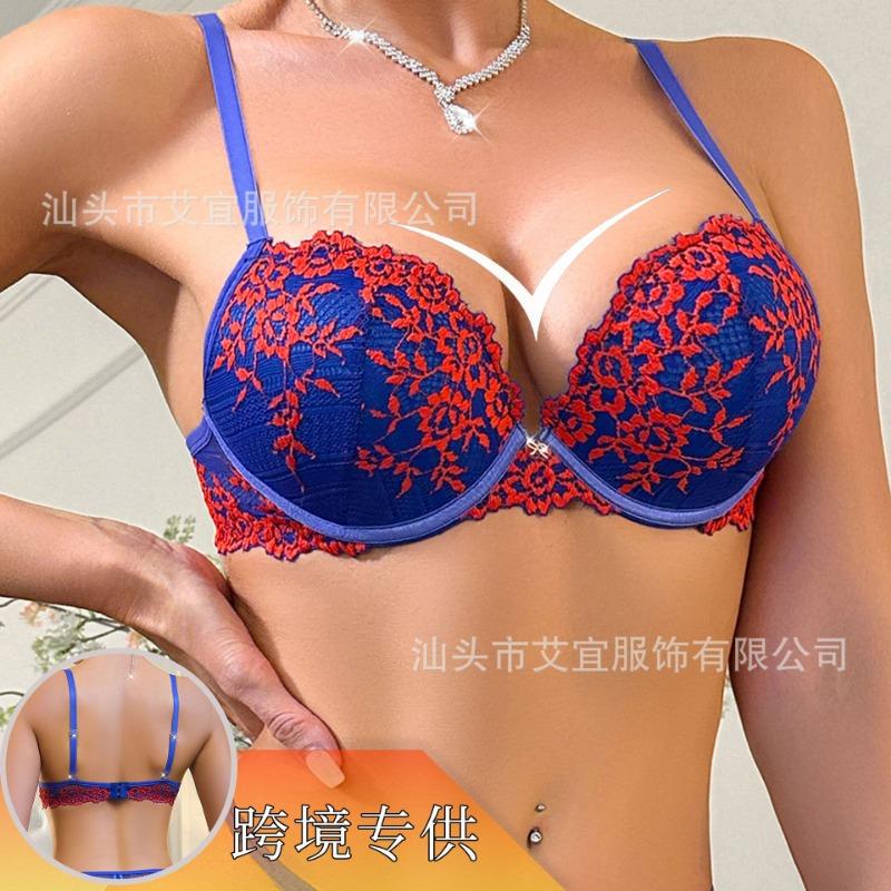 Sutien Push-Up cu Balene, Stil Francez, din Dantelă, pentru Femei