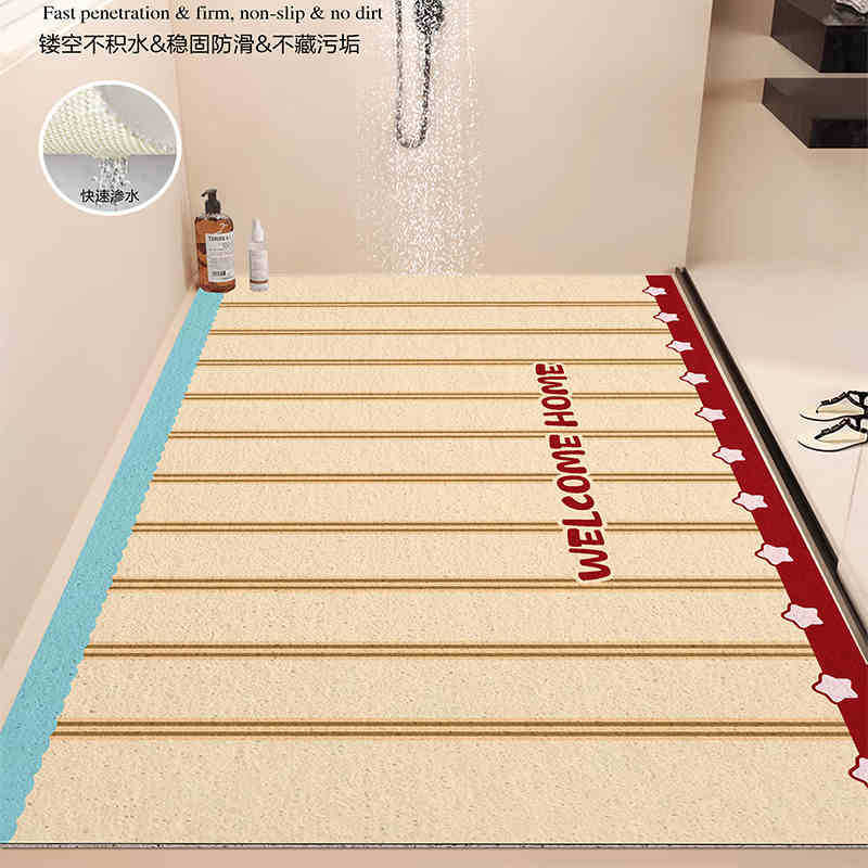 Floor Mat Household Hollow Non-Slip Silk Ring Foot Mat Shower Room Dirt-Resistant And Easy To Take Care Of Floor Mat