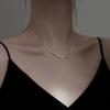 Pure Silver Square Geometric Clavicle Necklace Light Luxury Niche Women Jewelry