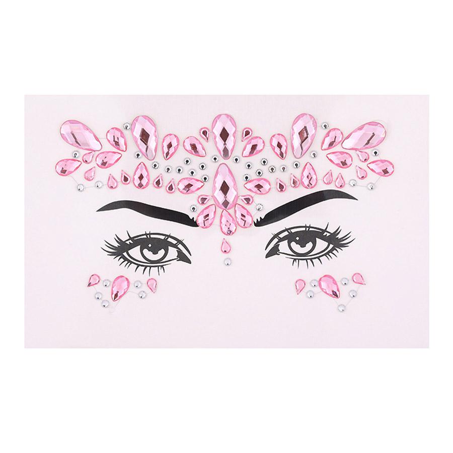 

Festival Music Party Glitter temporary tattoo Face Rhinestone Sticker Face Body Crystal Diamond Stickers 1Sheet sticker Temporary Stickers Jewelry розовый