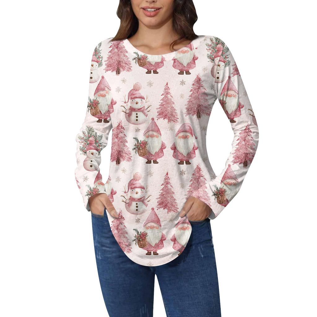 Tee Shirts For Women Fall Casual Long Sleeve Shirts Sweatshirt Vintage Graphic Printing Top Pullover Valentine's Day