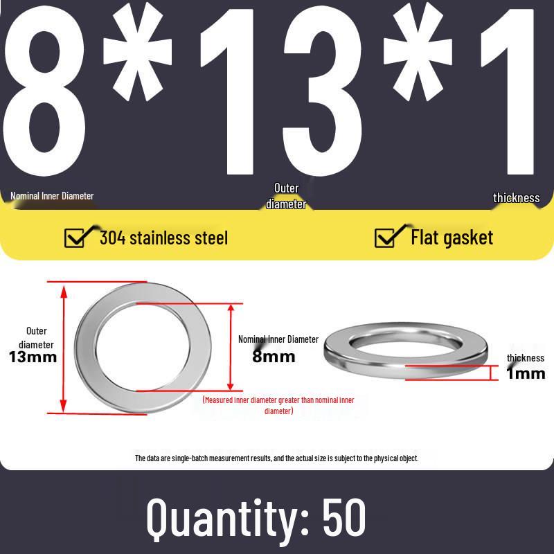 Plochá podložka z nerezové oceli 304 pro nastavení vůle hřídele (0,1/0,2/0,3 mm)