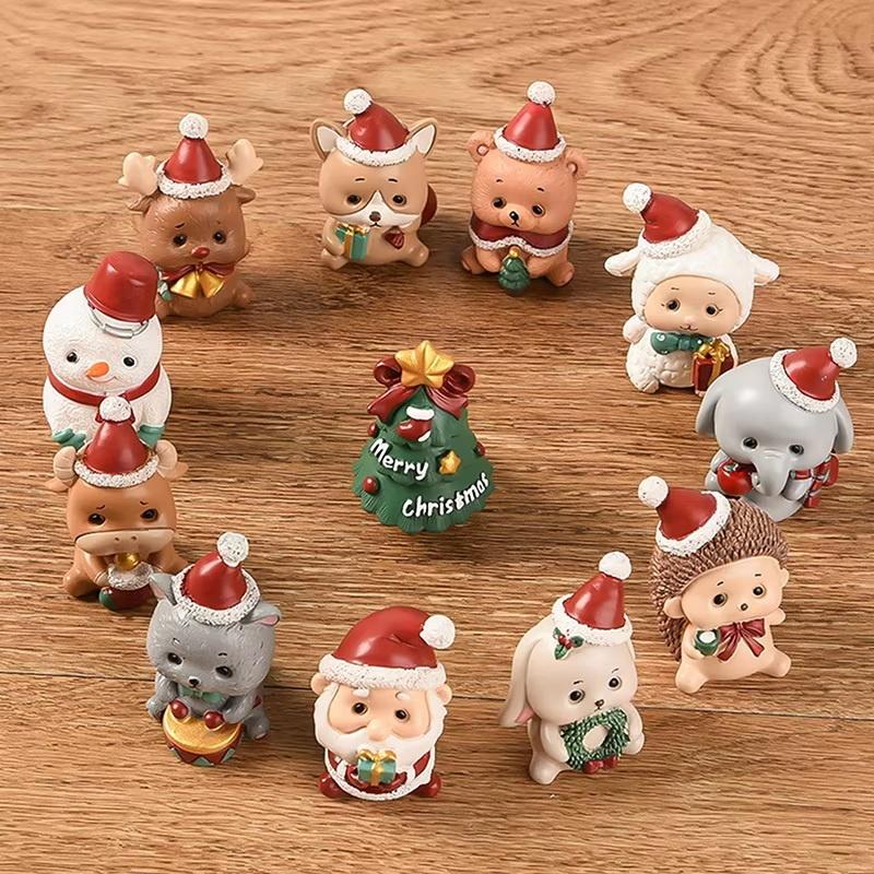 Cute Christmas Resin Animal Craft Mini Creative Ornament for Xmas Tree Party Decor Holiday Souvenir Friend Gift