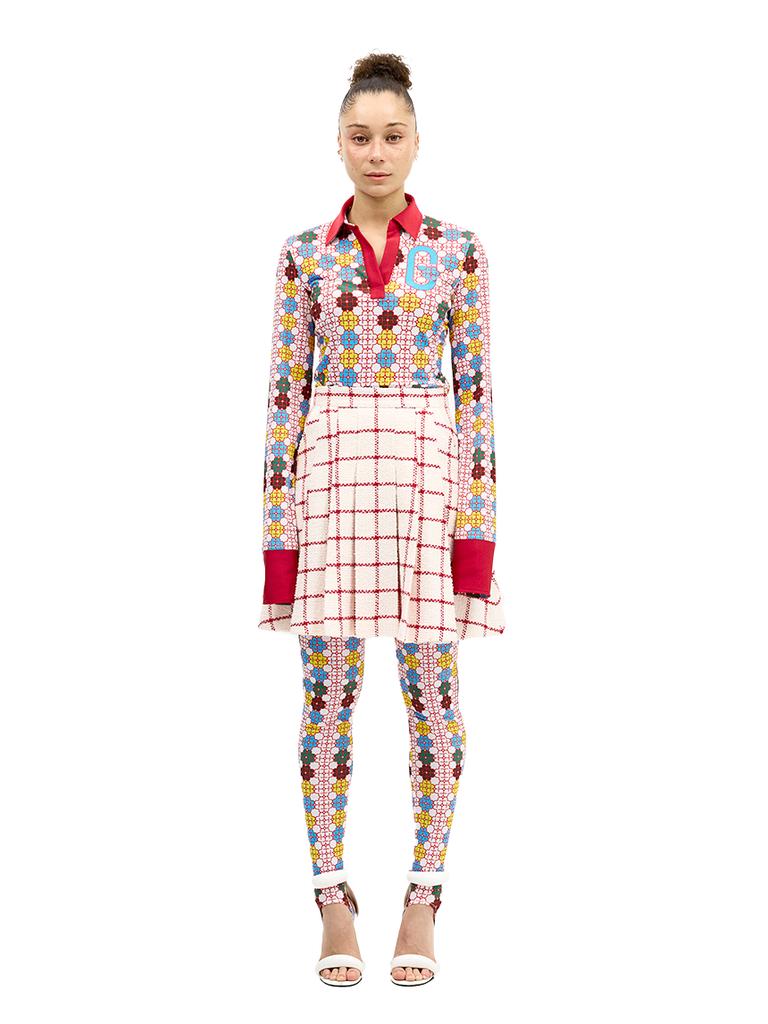 Greedius Window Patterned Pleated A-Line Skirt